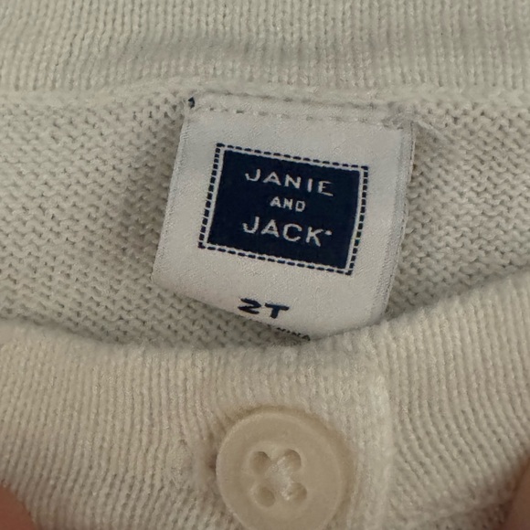 2T toddler Janie & Jack Kids White button front Cardigan sweater - Picture 4 of 6